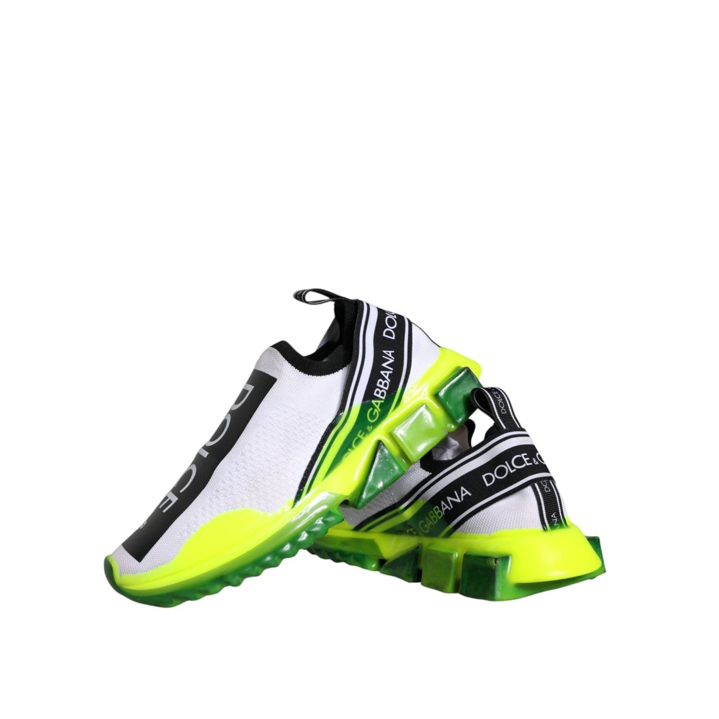 Dolce & Gabbana White Yellow Slip On Sorrento Sneakers Shoes