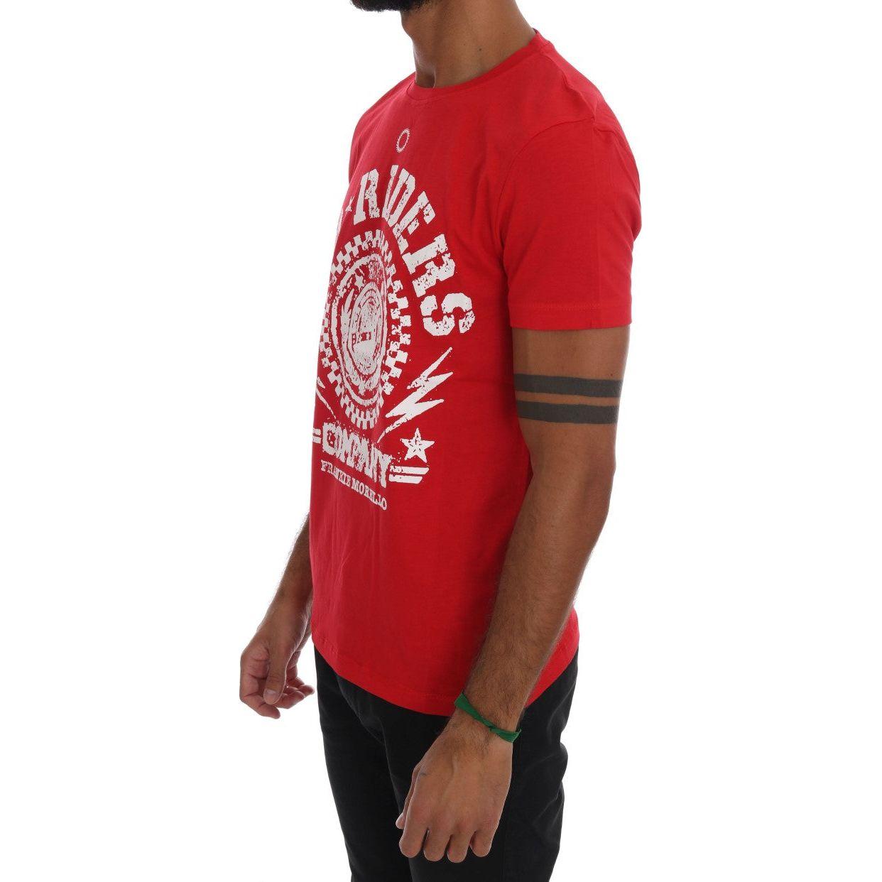 Frankie Morello Red Cotton RIDERS Crewneck T-Shirt