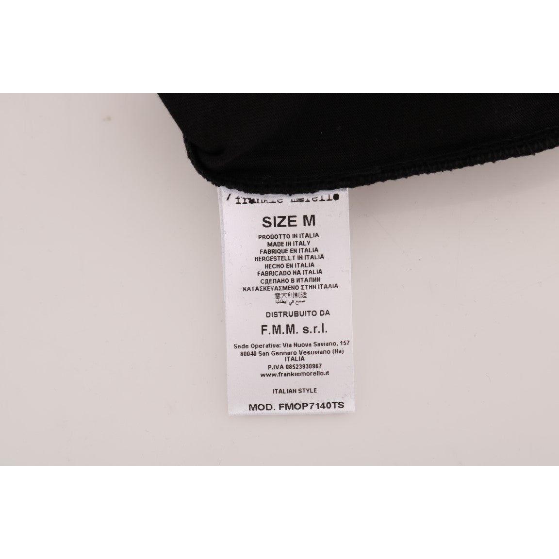 Frankie Morello Black Cotton RIDERS Crewneck T-Shirt