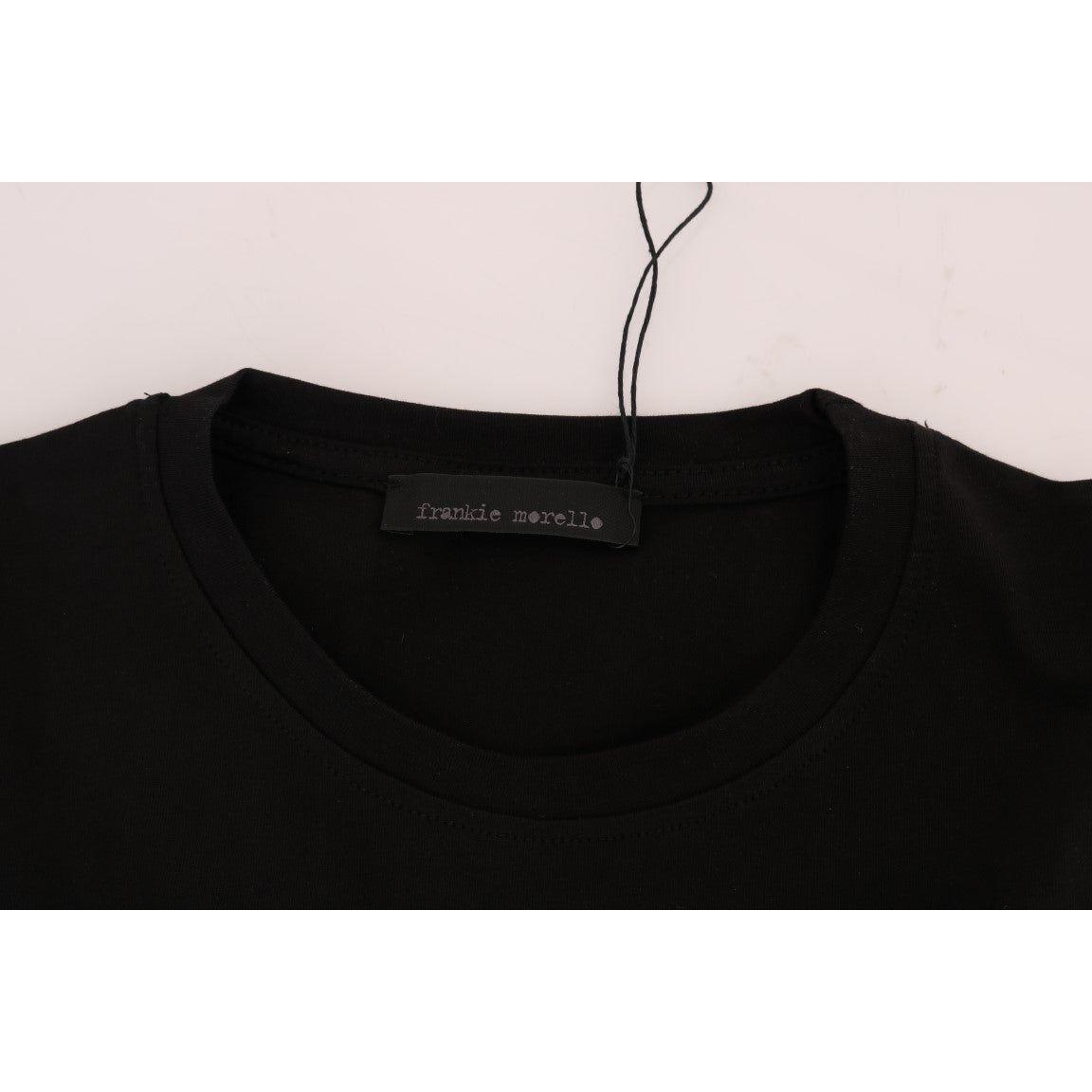 Frankie Morello Black Cotton RIDERS Crewneck T-Shirt