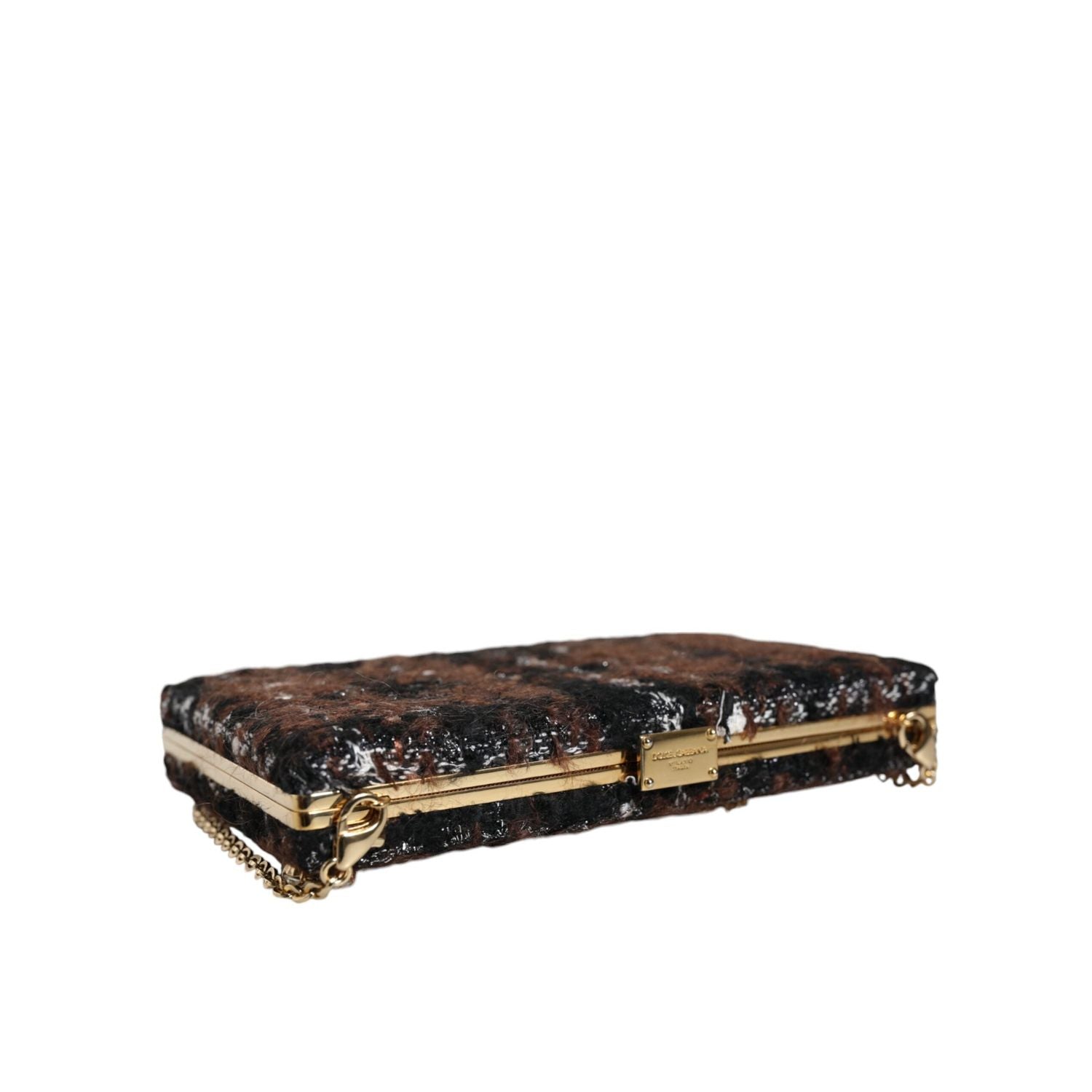 Dolce & Gabbana Multicolor Tweed Floral Clutch Evening Party Purse CrossBody Bag