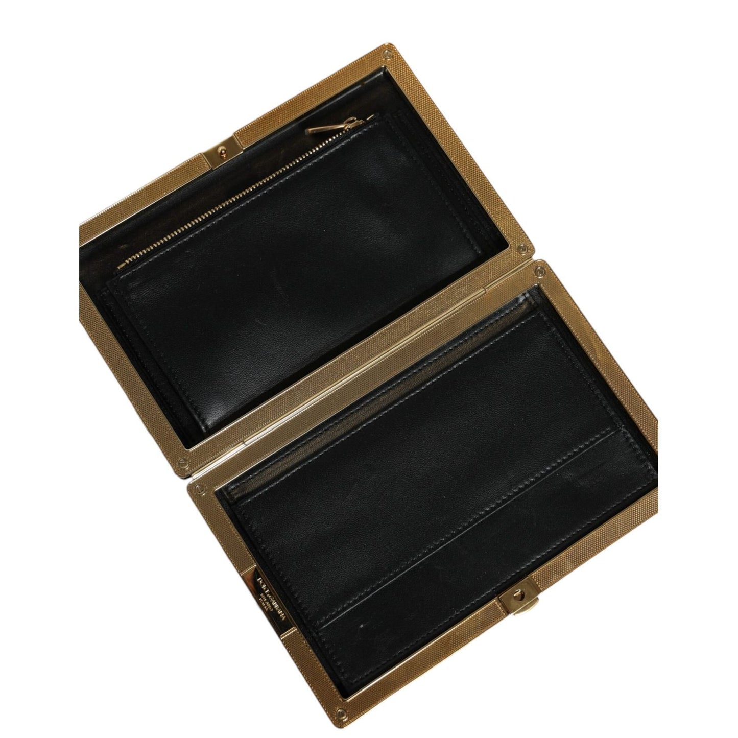 Dolce & Gabbana Black White Gold Frame Clutch Evening Party Purse Bag