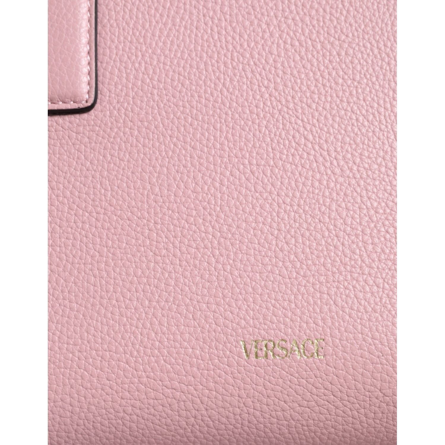 Versace Pink Small Top Handle Grainy Calf Leather Crossbody Bag
