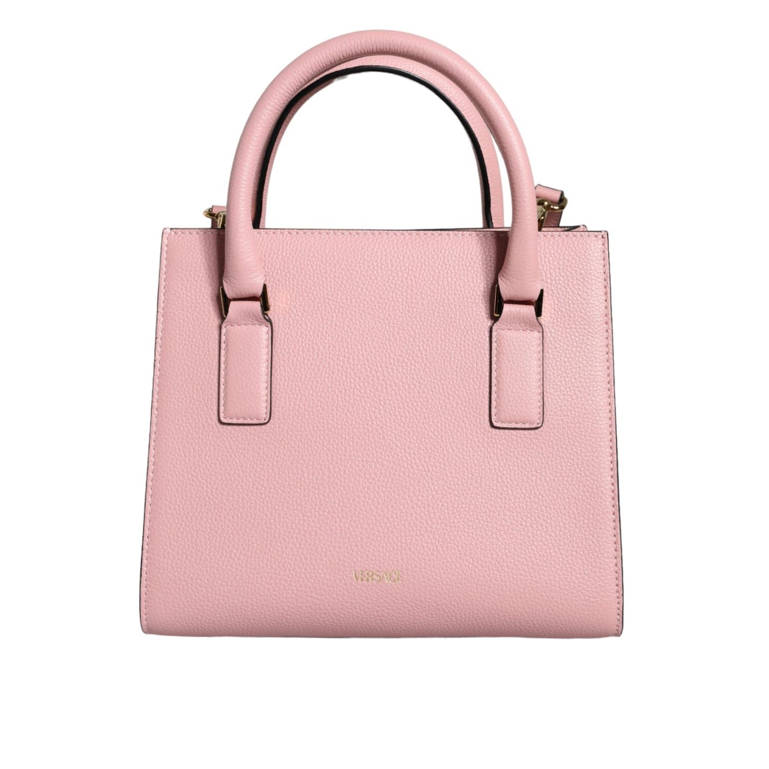 Versace Pink Small Top Handle Grainy Calf Leather Crossbody Bag
