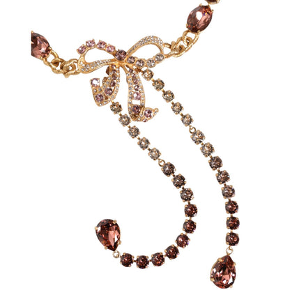 Dolce & Gabbana Gold Tone Brass Crystal Embellished Waist Chain Belt