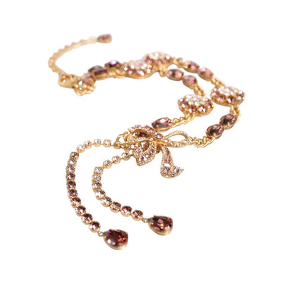 Dolce & Gabbana Gold Tone Brass Crystal Embellished Waist Chain Belt