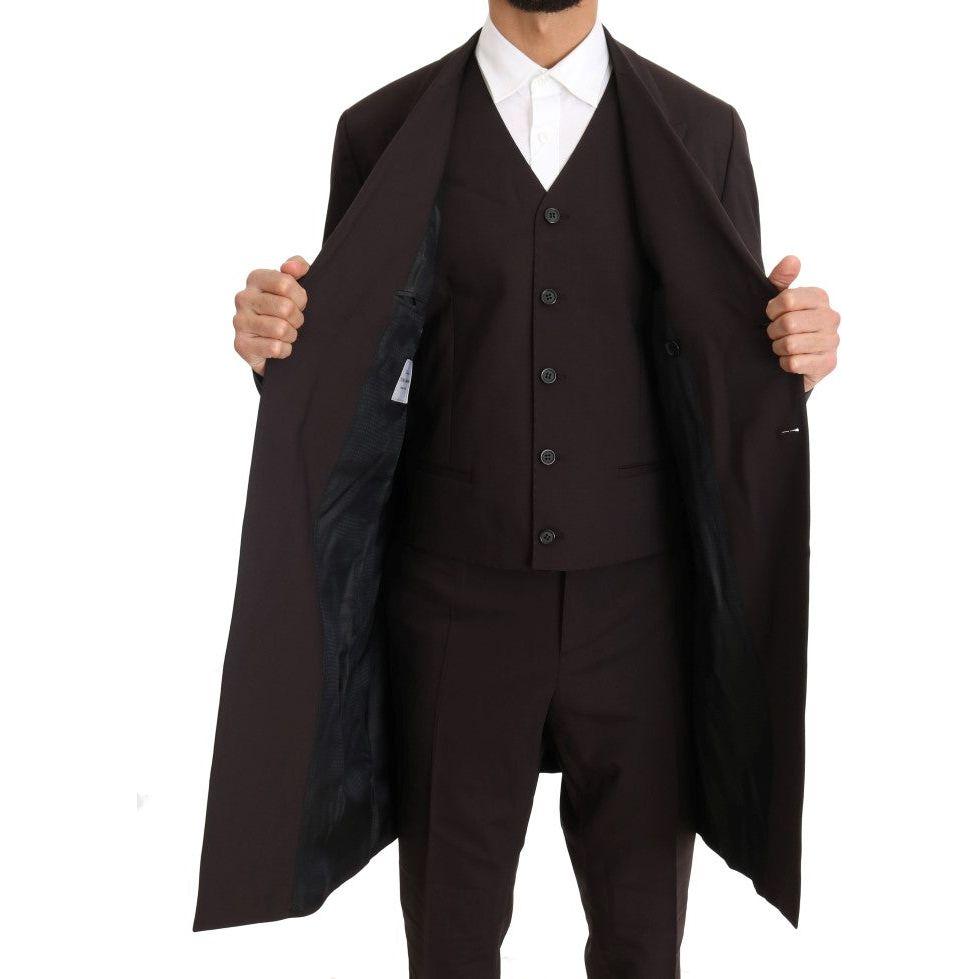 Dolce & Gabbana Bordeaux Wool Stretch Long 3 Piece Suit