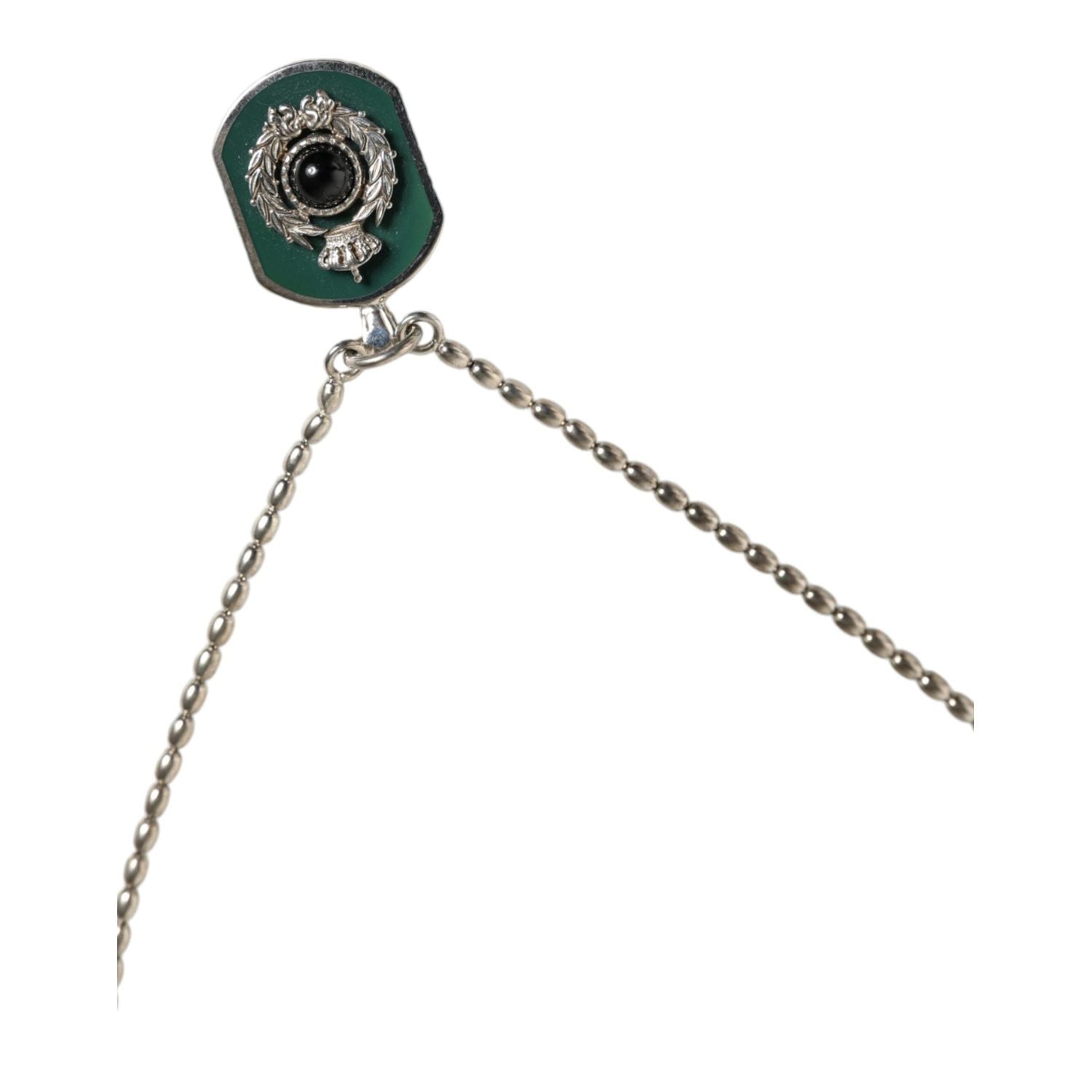 Dolce & Gabbana Sterling Silver 925 Chain Bar Gem Pendant Logo Necklace