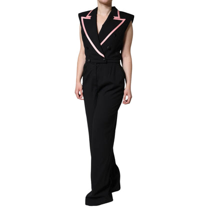 Dolce & Gabbana Black Wool Blend Sleeveless Jumpsuit Dress
