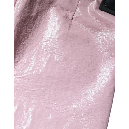 Dolce & Gabbana Glossy Pink Cotton High Waist Mini Skirt