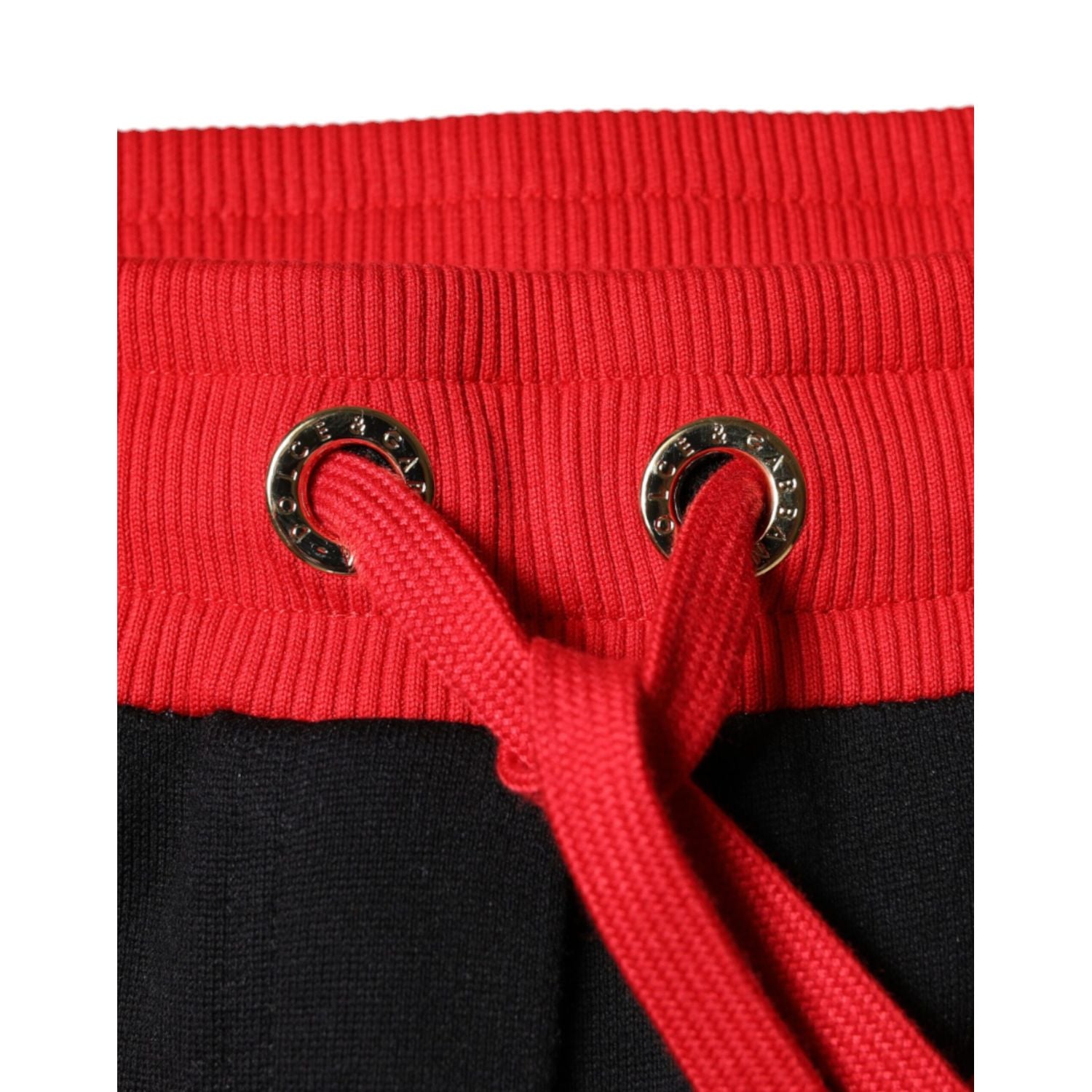 Dolce & Gabbana Black Red Cherry Mid Waist Jogger Pants