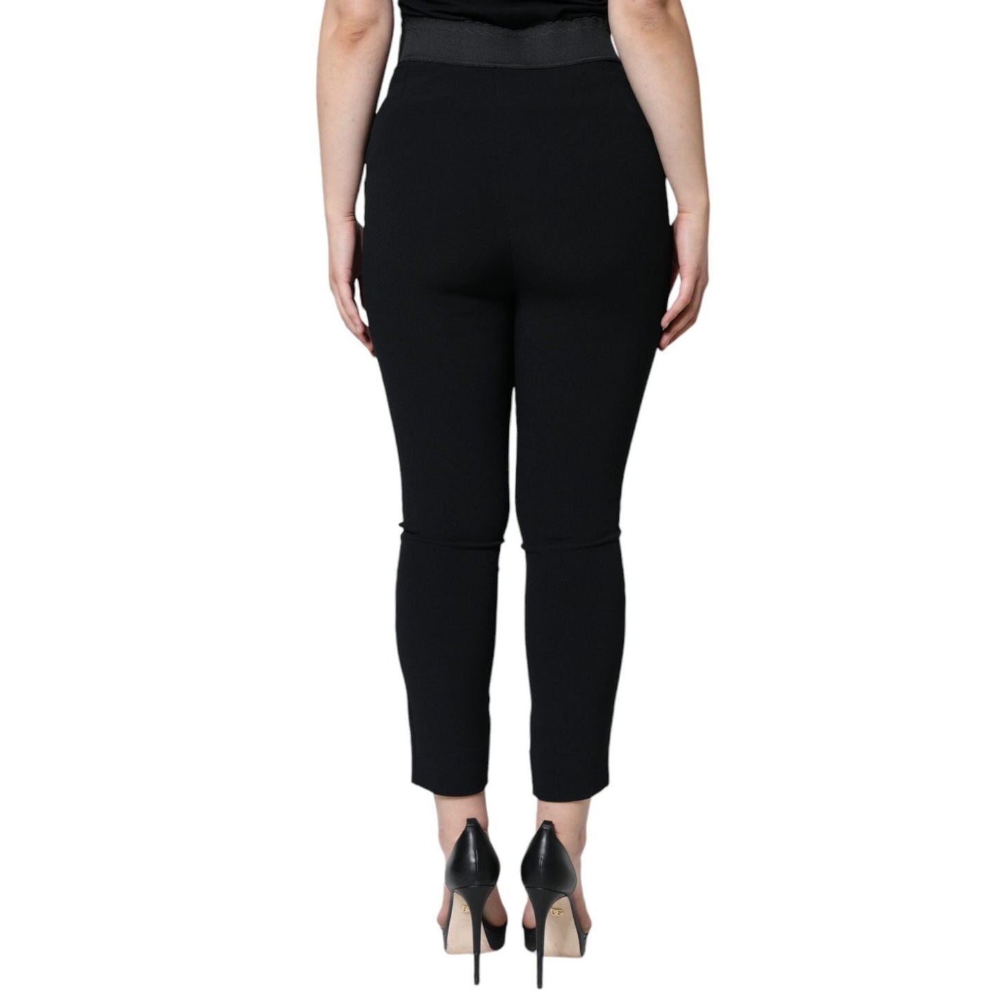 Dolce & Gabbana Black Viscose High Waist Tapered Pants