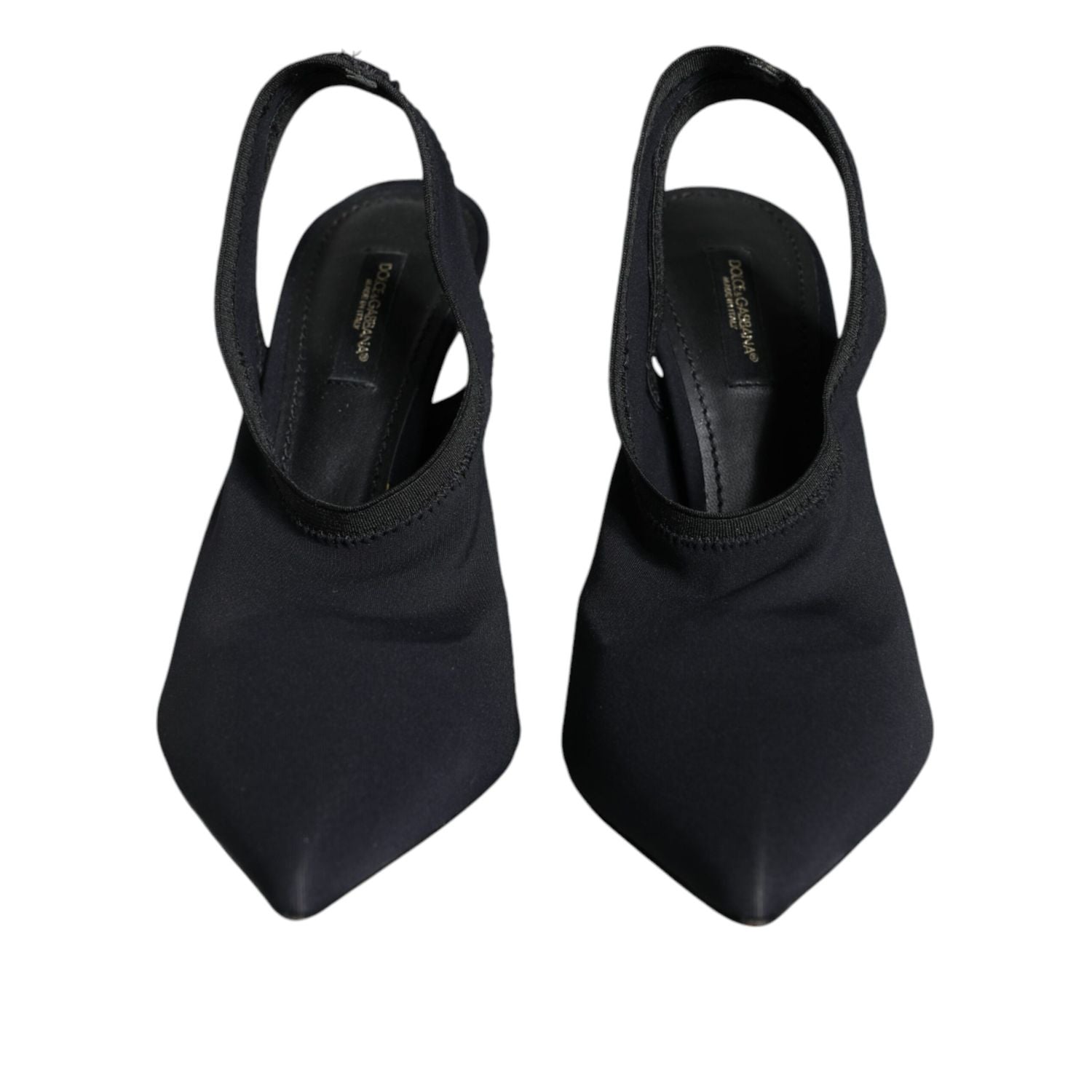 Dolce & Gabbana Black Jersey Stretch Heels Slingback Shoes