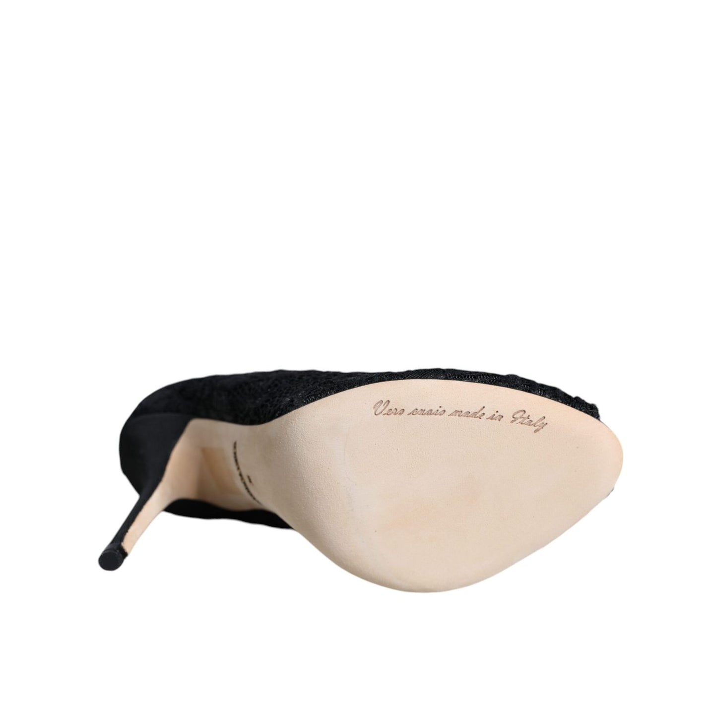 Dolce & Gabbana Black Lace Stretch Heels Mid Calf Boot Shoes