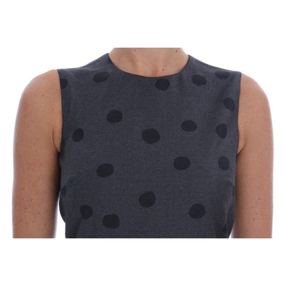 Dolce & Gabbana Gray Polka Dotted Sheath Wool Dress