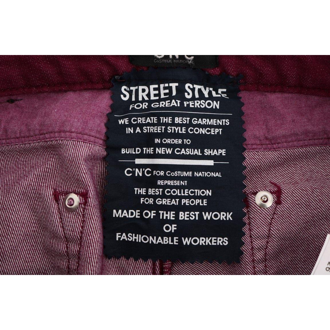 Costume National Red Wash Cotton Stretch Denim Jeans