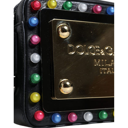 Dolce & Gabbana Black Leather LED Logo Belt Waist Fanny Pack Bag