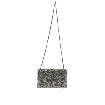 Dolce & Gabbana Silver Sequined Clutch Evening Crossbody Bag