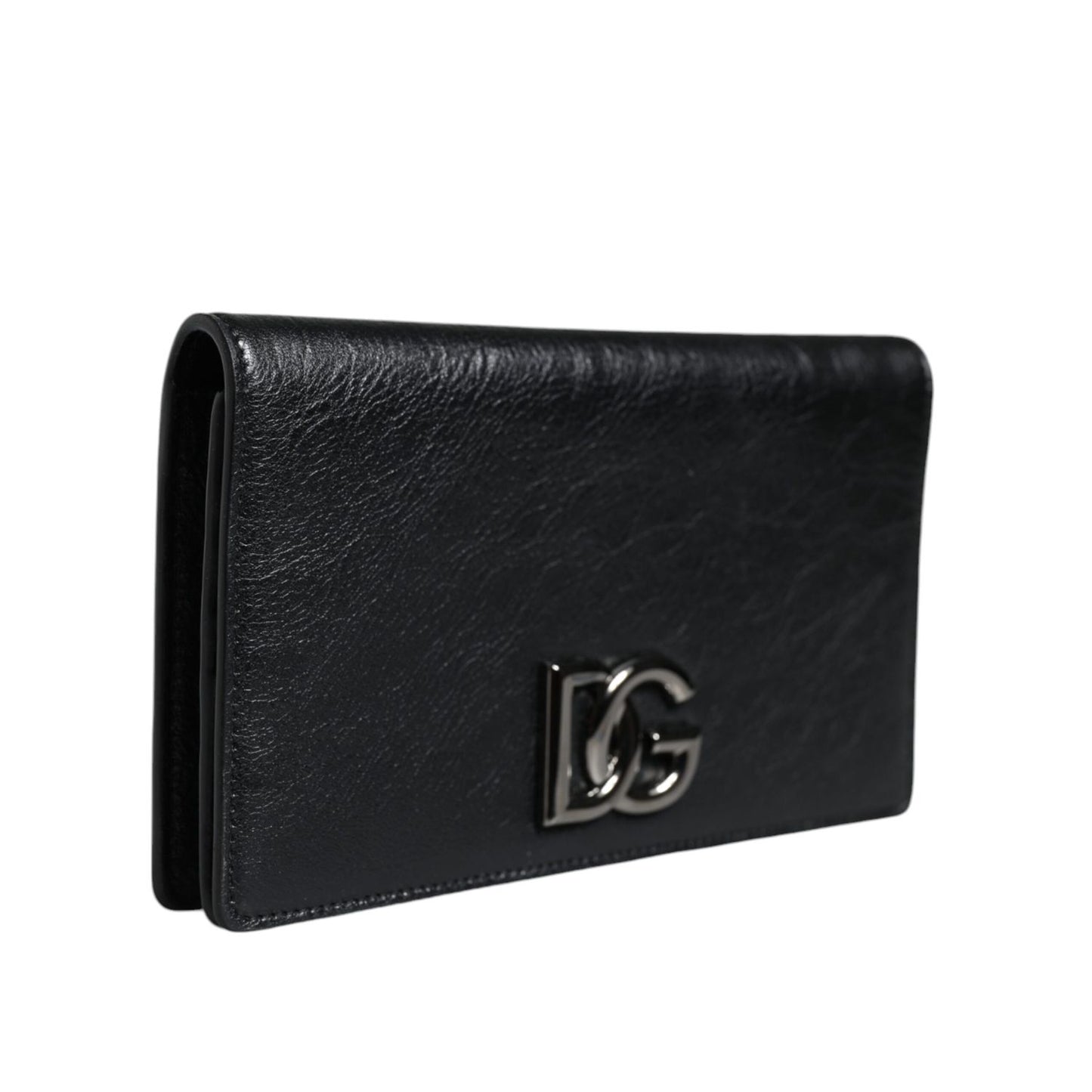 Dolce & Gabbana Black Leather DG Logo Bifold Card Slot Crossbody Bag