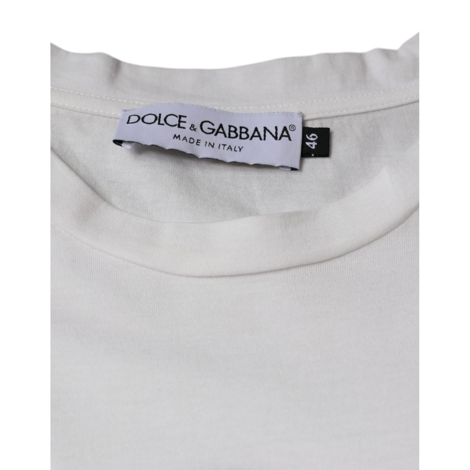 Dolce & Gabbana White Cotton DG Logo Print Casual T-shirt