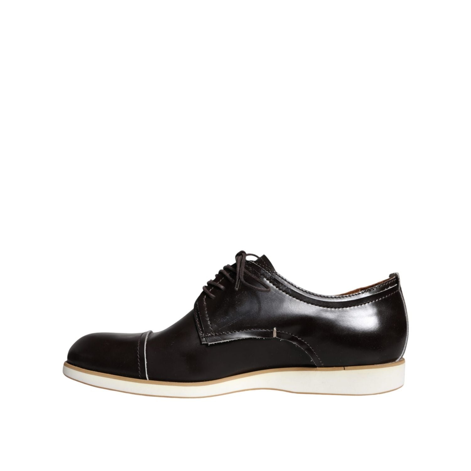 Pollini Black White Leather Lace Up Men Dress Formal Shoes