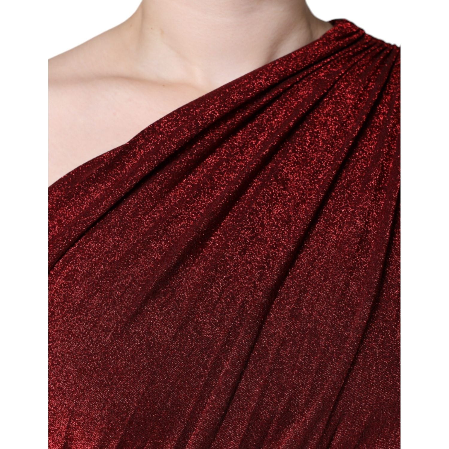 Dolce & Gabbana Red One Shoulder Pleated A-line Mini Dress