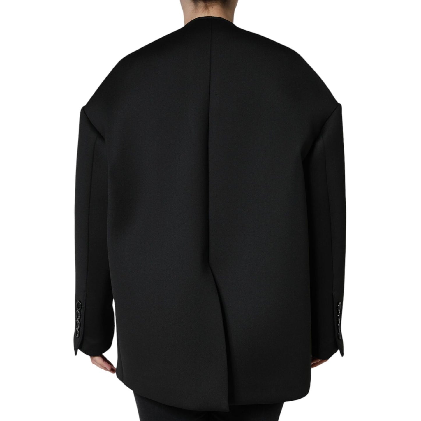 Dolce & Gabbana Black Polyester Double Breasted Coat Jacket
