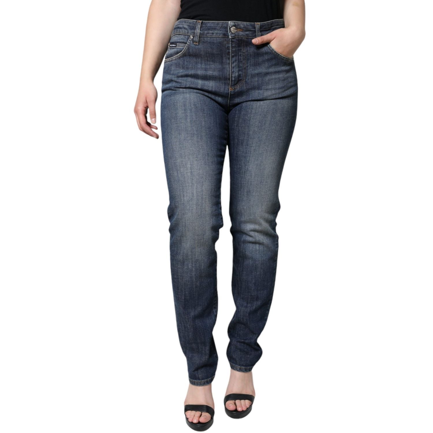 Dolce & Gabbana Dark Blue Cotton Stretch Skinny Denim Jeans