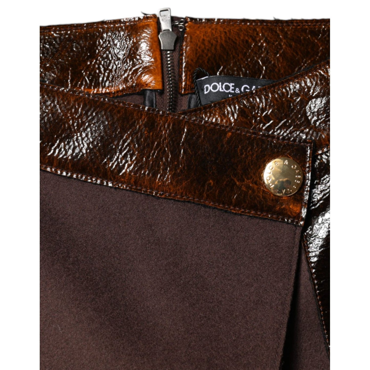 Dolce & Gabbana Brown Virgin Wool Mid Waist A-line Mini Skirt