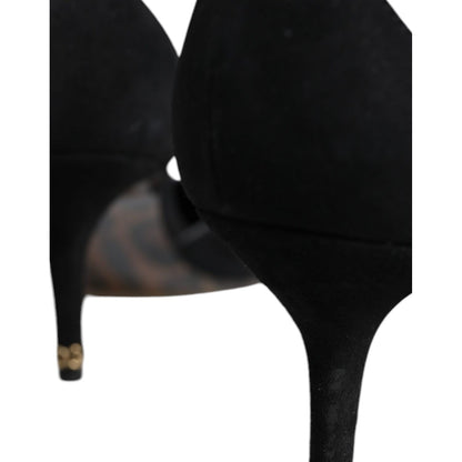 Dolce & Gabbana Black Suede Ankle Strap Heels Pumps Shoes