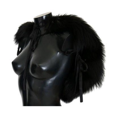 Dolce & Gabbana Black Silver Fox Fur Scarf Fur Scarves