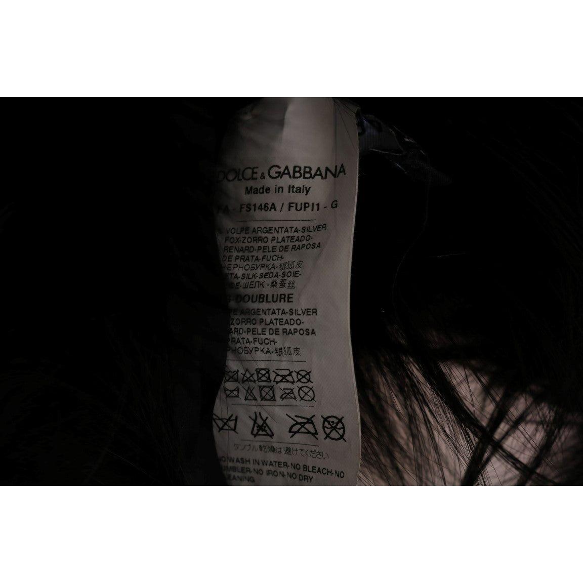 Dolce & Gabbana Black Silver Fox Fur Scarf Fur Scarves