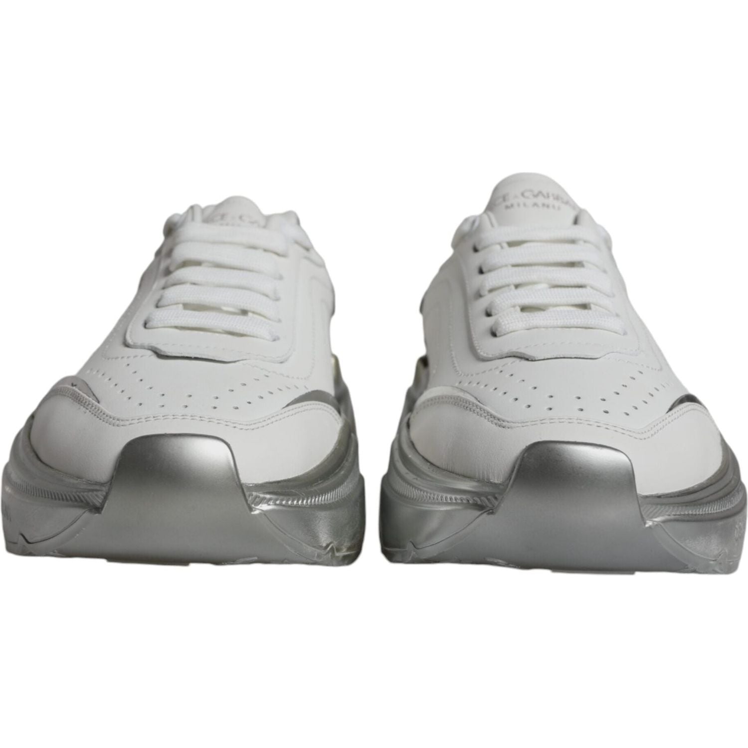 Dolce & Gabbana Silver White Daymaster Low Top Sneakers Shoes