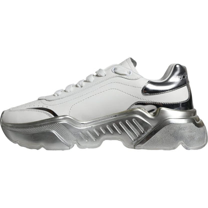 Dolce & Gabbana Silver White Daymaster Low Top Sneakers Shoes