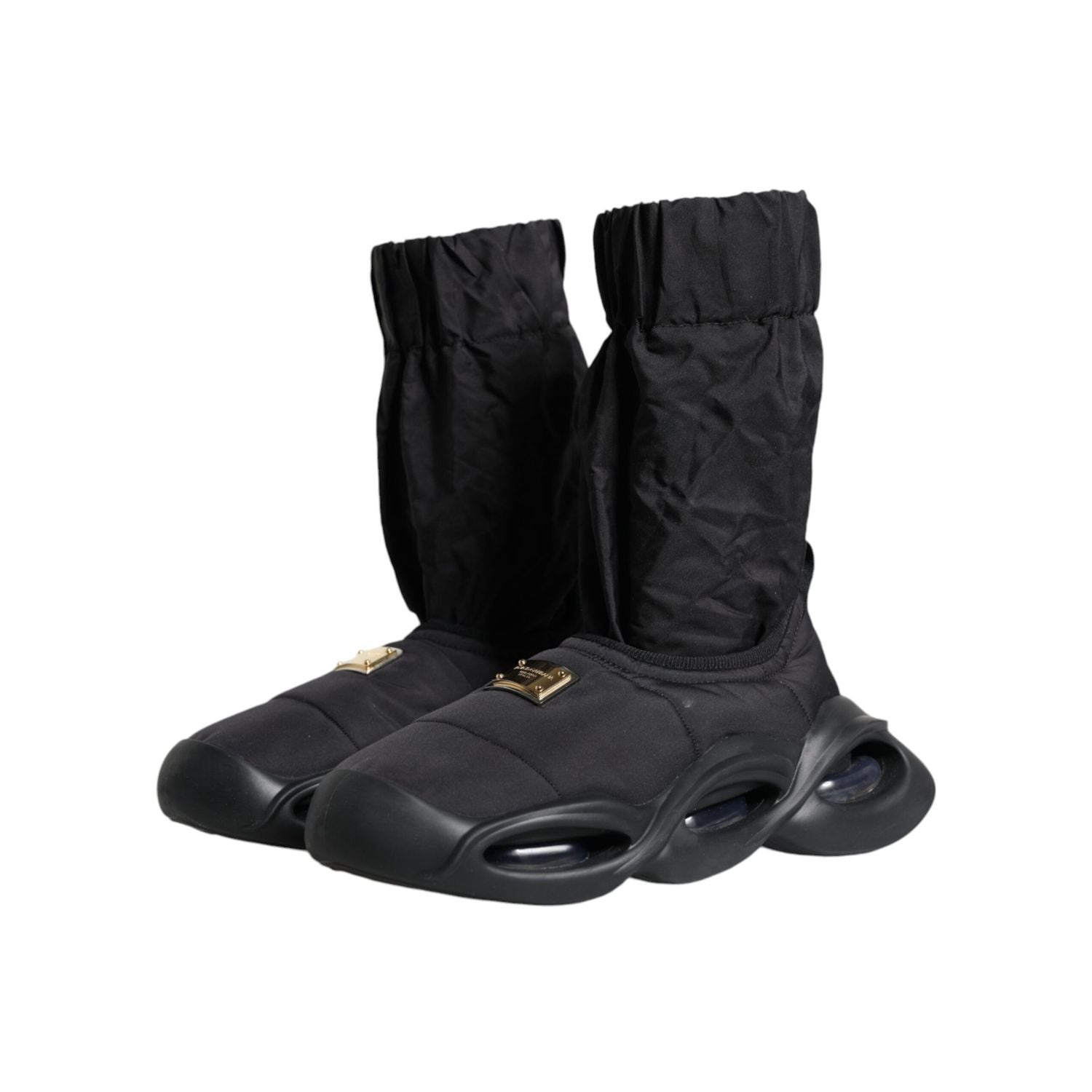 Dolce & Gabbana Black Slip On Wave Socks Sneakers Shoes