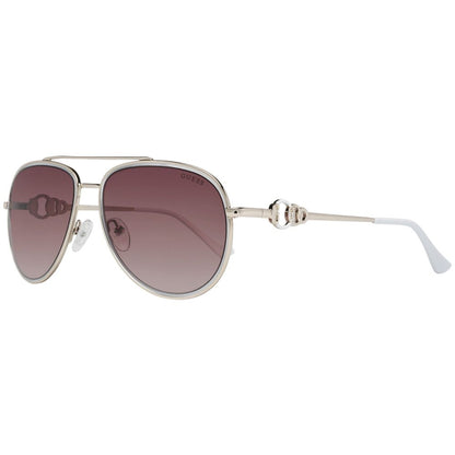 Guess Gold Metal Sunglasses with gradient brown lenses and a sleek golden frame, model GF034432F56, perfect for women.