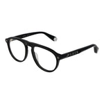 Philipp Plein Black Men Glasses Frame in full-rim style made of cellulose acetate with round lenses and branded temples.
