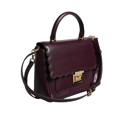 Michael Kors Purple Leather Logo Plaque Crossbody MINDY Satchel Bag