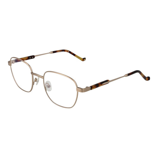 Hackett Gold Men Glasses Frame with metal full-rim style and demo lenses, shown with a square design and branded case included.
