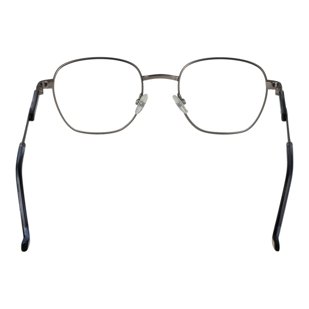 Hackett Gray Men Glasses Frame in gunmetal with full-rim square style, metal frame, and demo lenses, size 51-21-145, includes branded case.