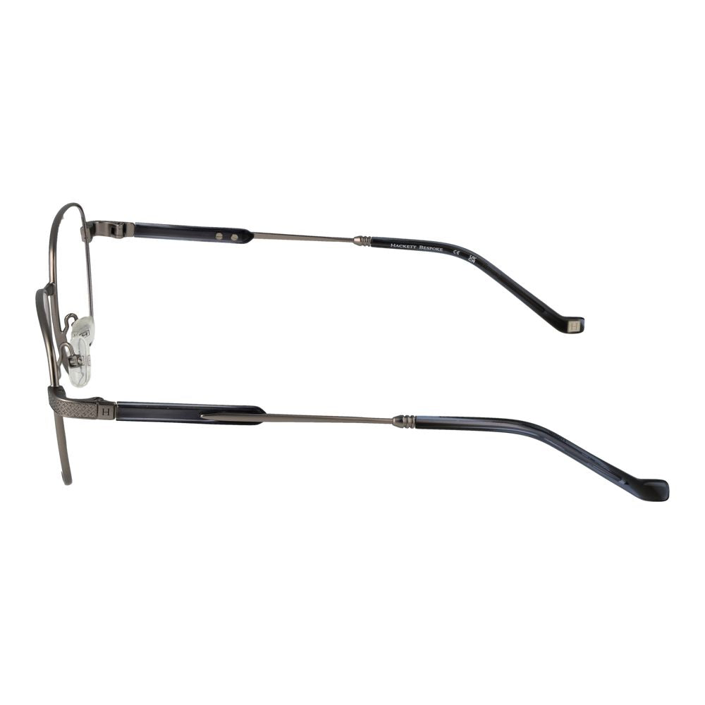 Side view of Hackett Gray Men Glasses Frame in gunmetal with full-rim square design and metal temples.