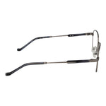 Side view of Hackett Gray Men Glasses Frame in gunmetal color with full-rim square design, metal frame, and plastic demo lenses.
