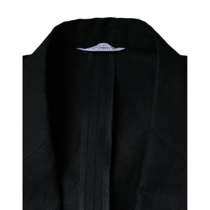 Dolce & Gabbana Black Linen Double Breasted Dress Blazer