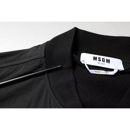 MSGM Black Cotton Full Zip Bomber Long Sleeves Jacket