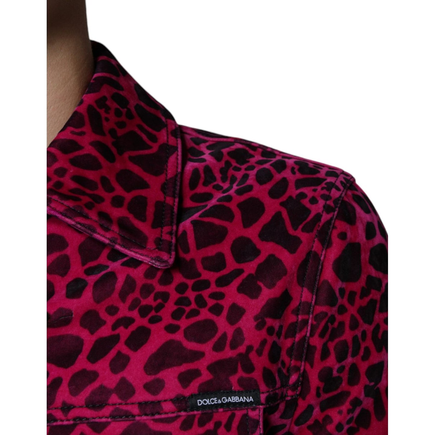 Dolce & Gabbana Fuchsia Leopard Button Down Collared Jacket