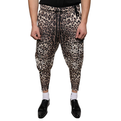 Dolce & Gabbana Brown Leopard Polyester Jogger Pants