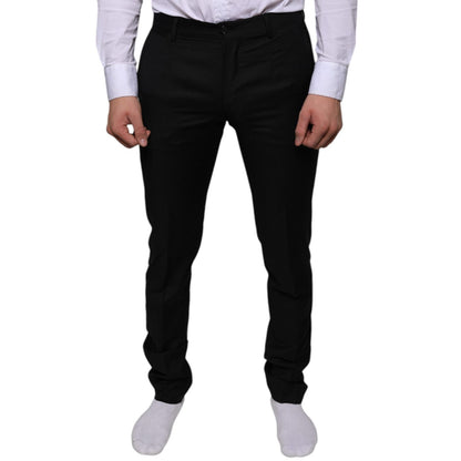 Dolce & Gabbana Black Wool Skinny Dress Formal Pants