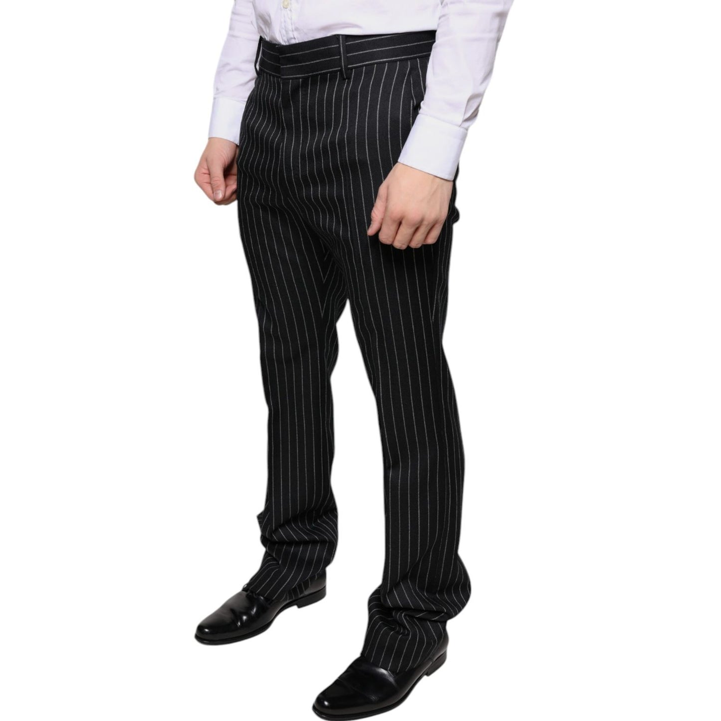 Dolce & Gabbana Black Stripes Skinny Men Dress Pants