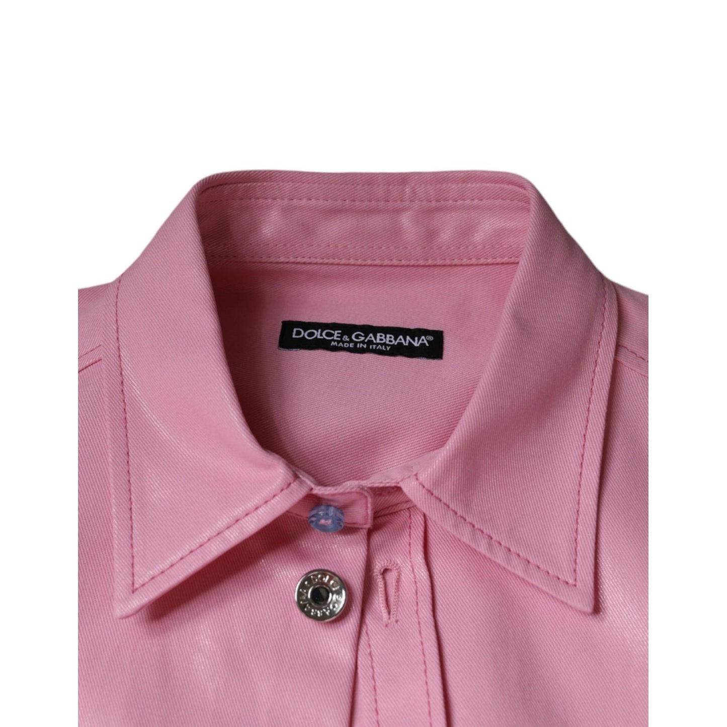 Dolce & Gabbana Pink Cotton Collared Button Down Shirt