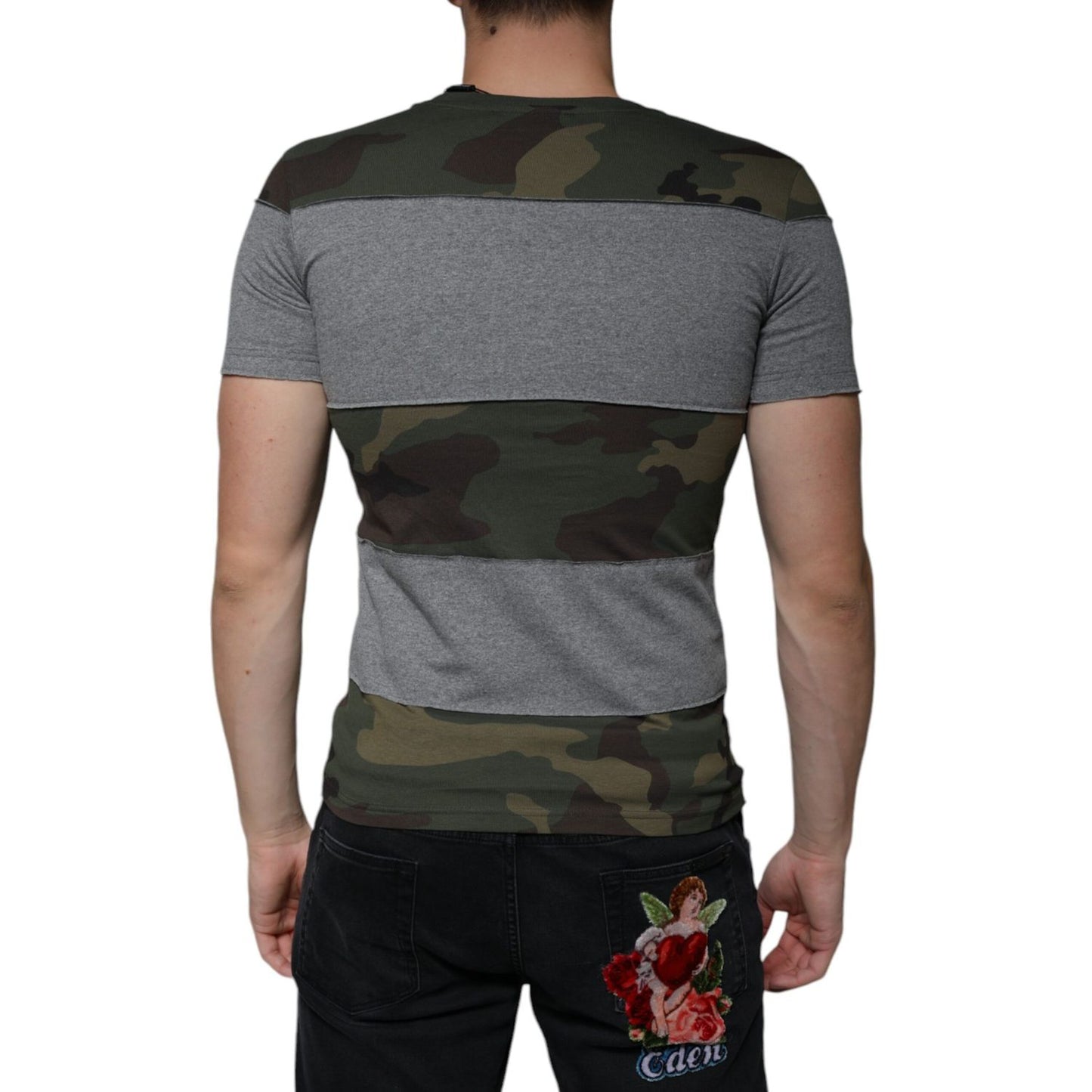 Dolce & Gabbana Multicolor Camouflage Cotton Crew Neck T-shirt